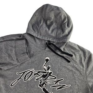 Jordan‎ Dri Fit Jump Man DJ0634 091 Mens XL Gray Graphic Fleece Pullover Hoodie